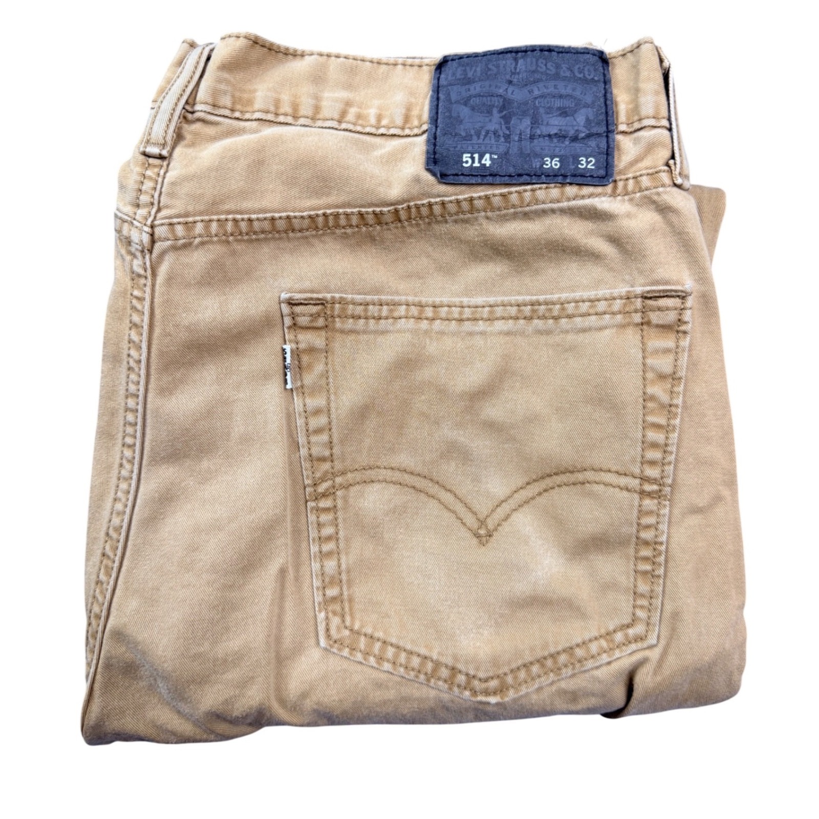 Levis 514 Straight Fit Pants Mens 36x32 Tan Khaki Twill Jeans 514-0722